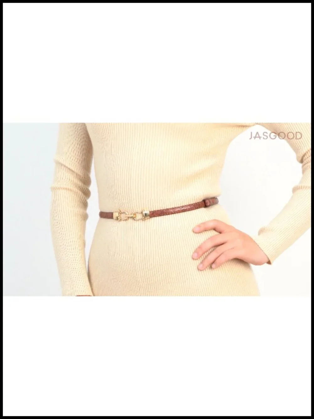 Faux Leather Skinny Belt for Women Adjustable Waist Belt with Buckle